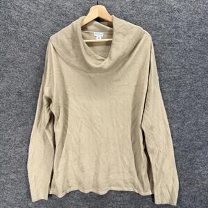 Jaclyn Smith Sweater Pullover Women L Large Beige Cowl Neck Long Sleeve Knit